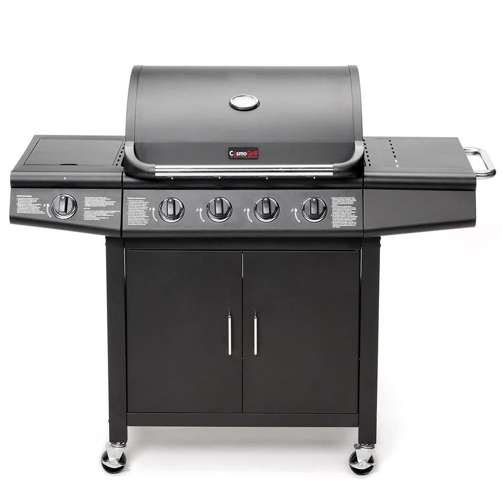CosmoGrill Pro Deluxe 5 Gas Burner 4+1 Barbecue Grill, Steel Warming Rack, Side-Burner