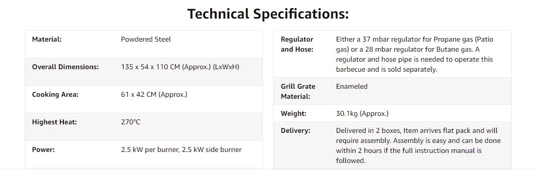 CosmoGrill Pro Deluxe 5 Gas Burner 4+1 Barbecue Grill, Steel Warming Rack, Side-Burner