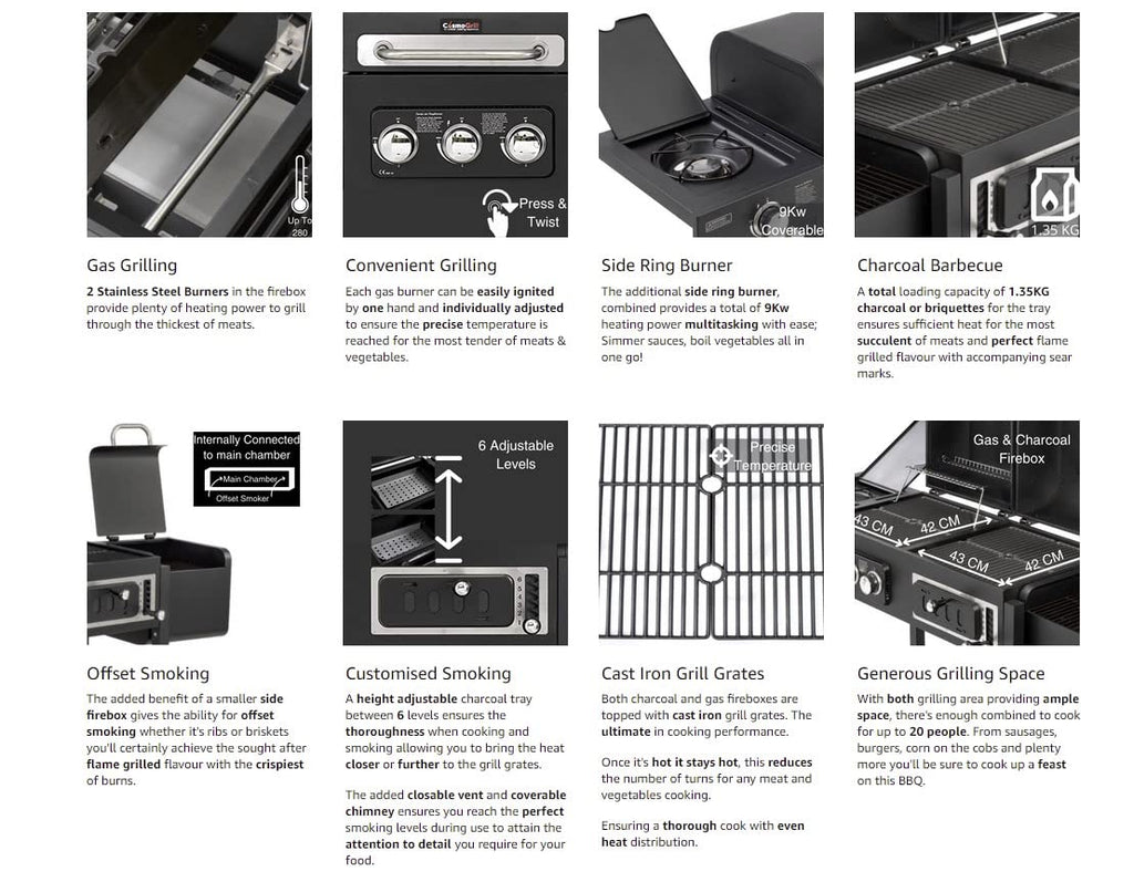 CosmoGrill Hybrid 4 Burner Barbecue with Waterproof Cover