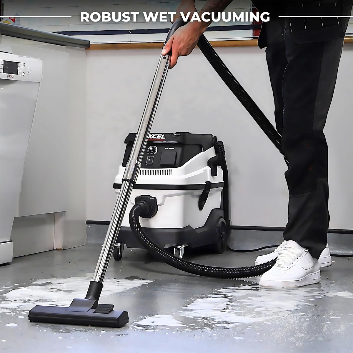 Excel 30L Wet & Dry Vacuum Cleaner – 1600W Motor, HEPA Filter, Water Filtration