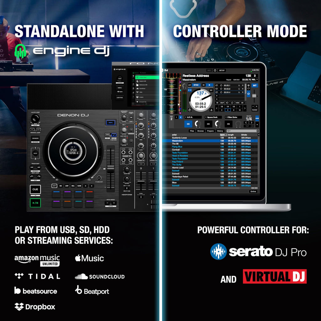Denon DJ SC LIVE 4 Standalone DJ Controller with Stem Separation on 4-Decks