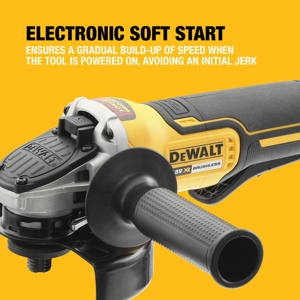 DEWALT 18V XR Brushless 125mm Paddle Switch Angle Grinder - Tool Only in TSTAK, DCG406NT-XJ
